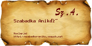 Szabadka Anikó névjegykártya