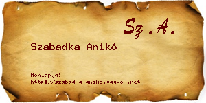 Szabadka Anikó névjegykártya